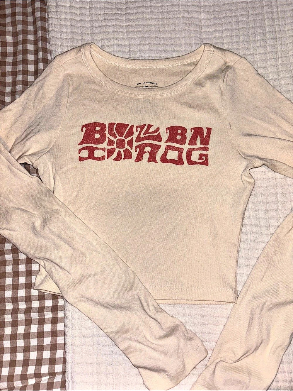 Cream Billabong long sleeve cropped tee